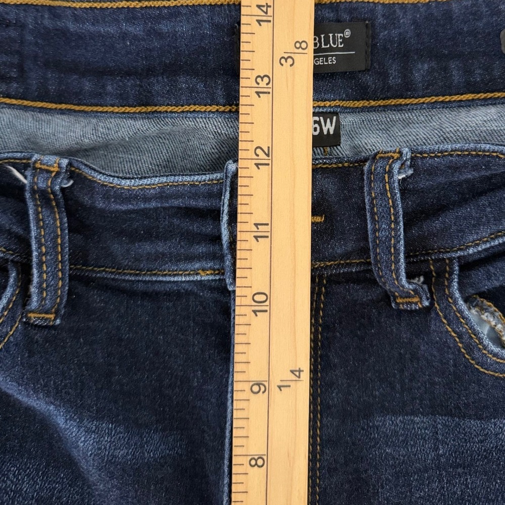 Judy Blue Dark Wash Wide Leg High Rise Raw Hem Jeans Size 16W Indigo Denim - Picture 7 of 9